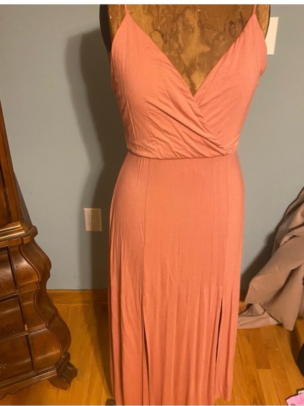 Lulu's Dusty Coral Sleeveless Wrap Maxi Dress
